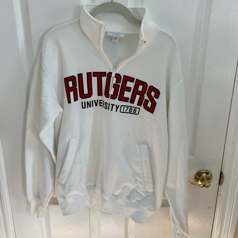 Champion White Rutgers University Zip Up Sweater